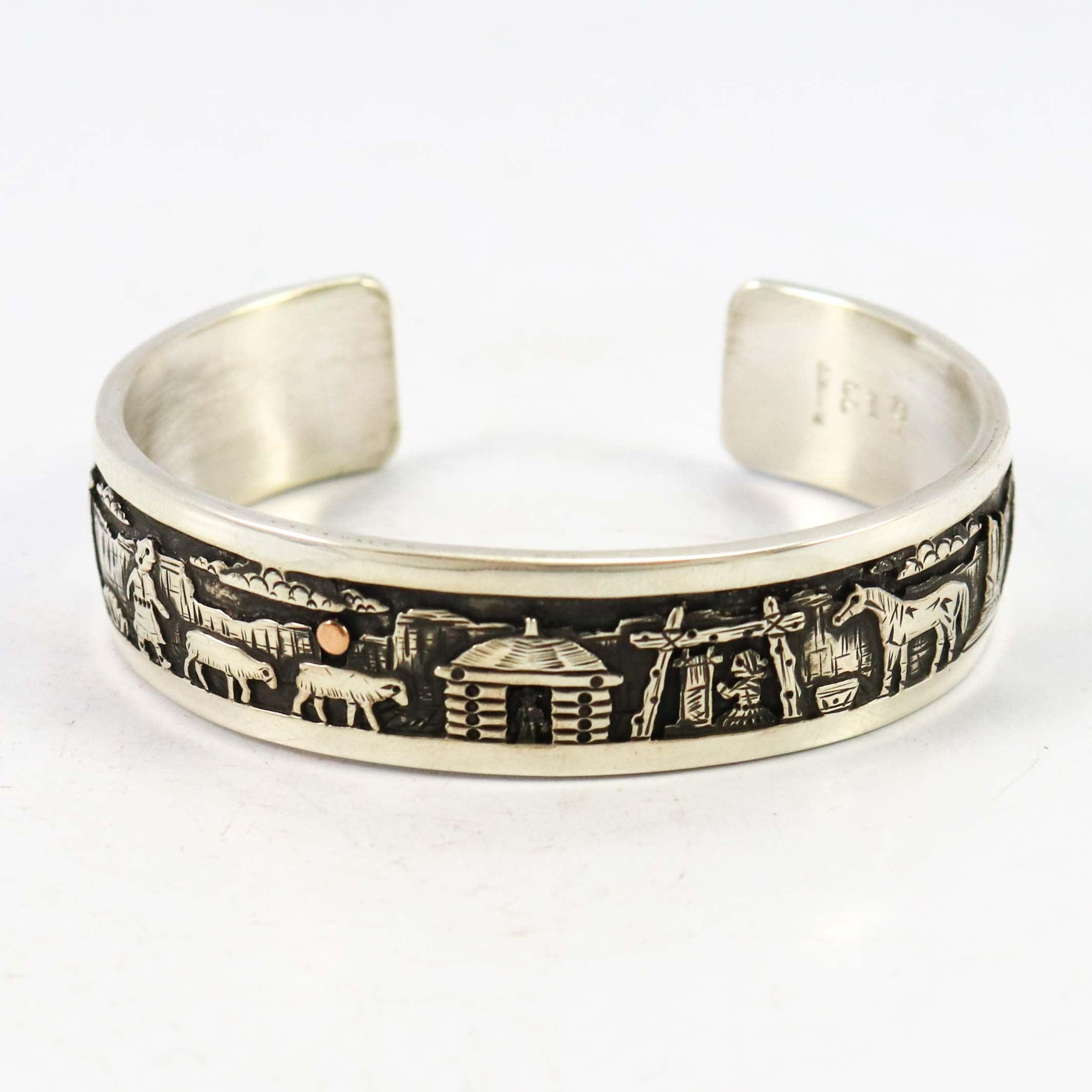 Navajo Storyteller fashion Copper and Sterling Bracelet, Unisex - 22186