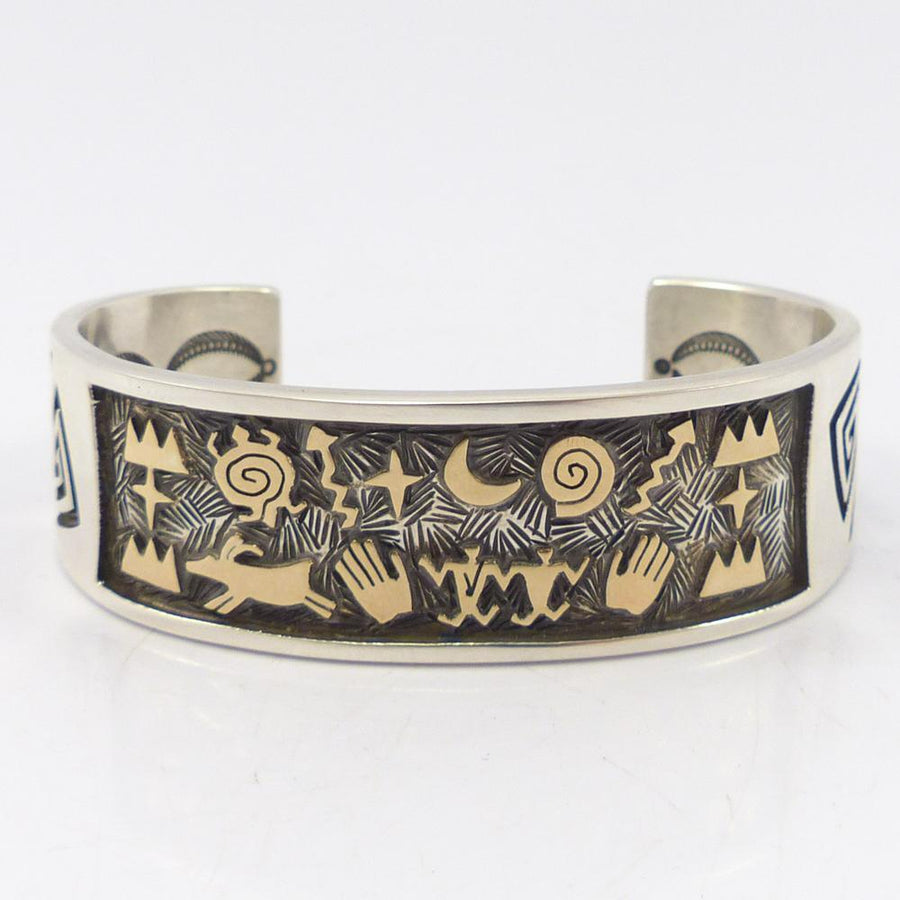 Gold and Silver Petroglyph Cuff by Arland Ben - Garland's