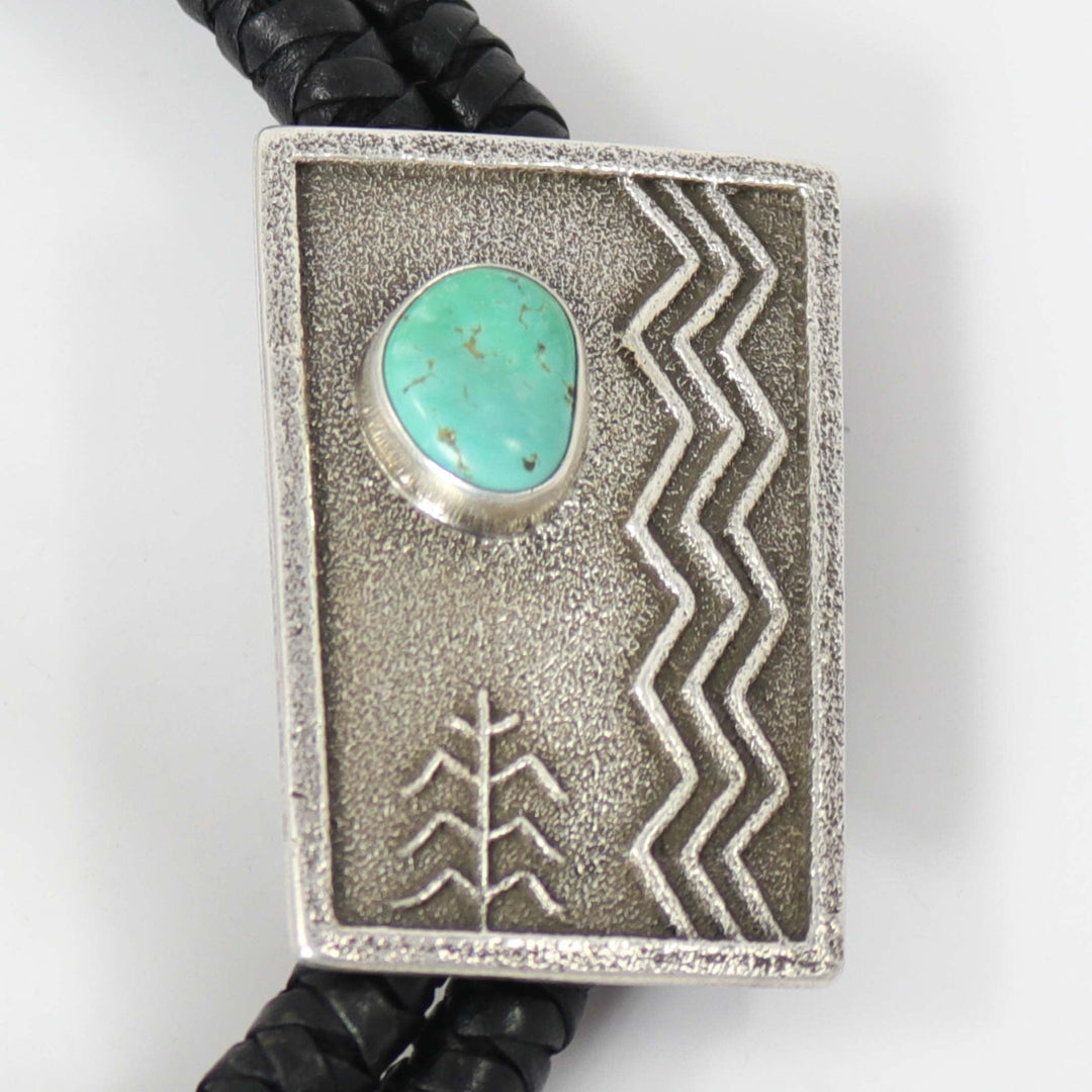 Kingman Turquoise Bola Tie by Joel Pajarito - Garland's