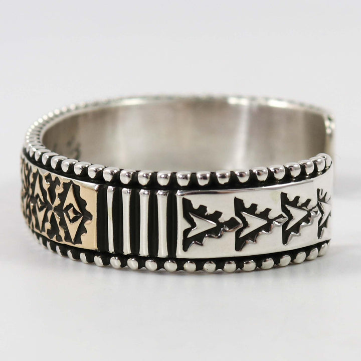 Gold on Silver Cuff by Johnathan Nez - Garland's