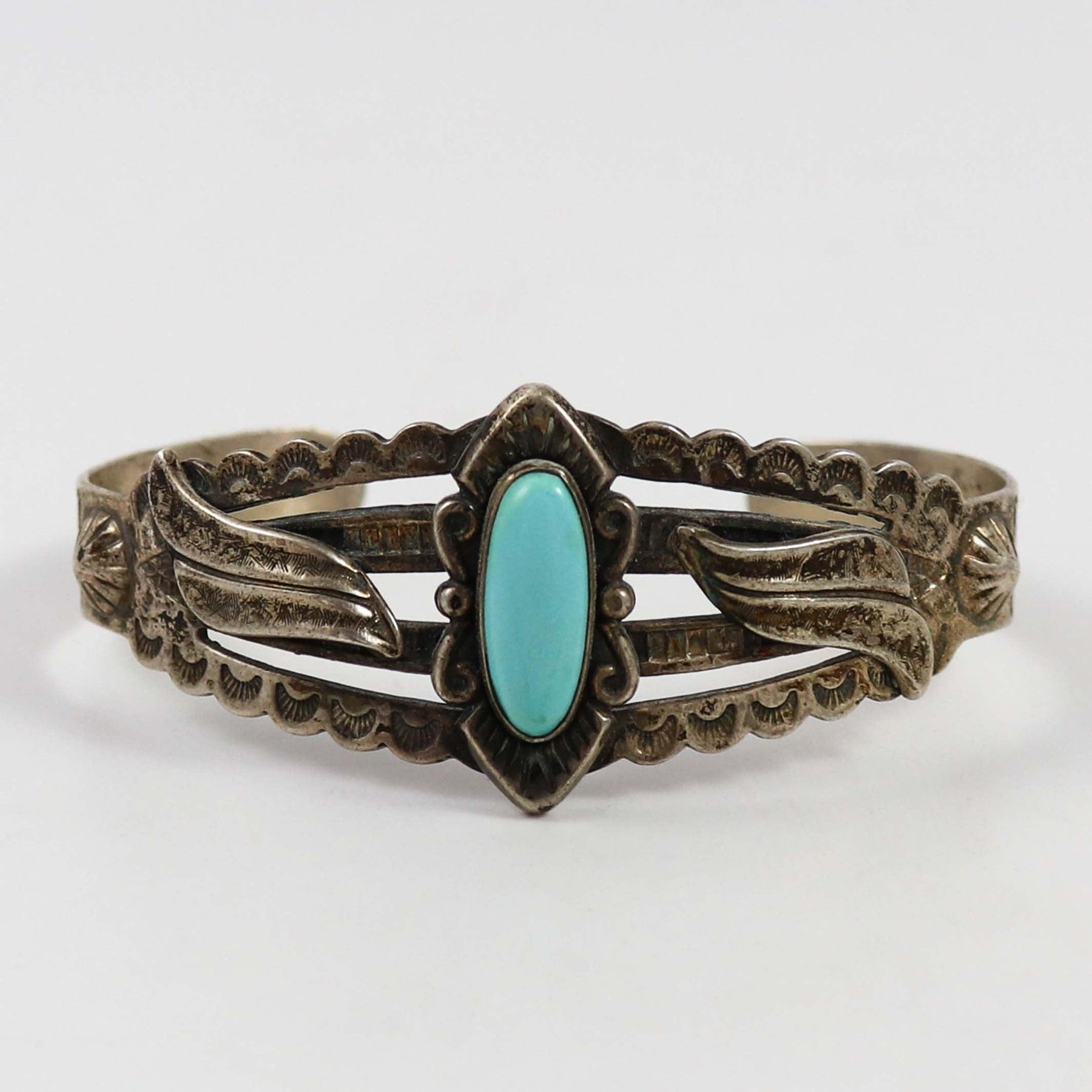 Fred Harvey Old Navajo Turquoise Cuff Bracelet