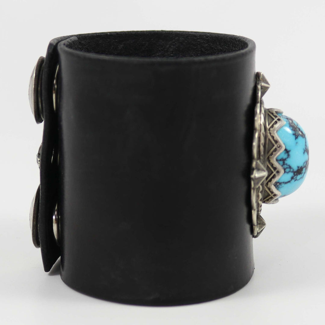 Hubei Turquoise Leather Cuff by Mona Van Riper - Garland's