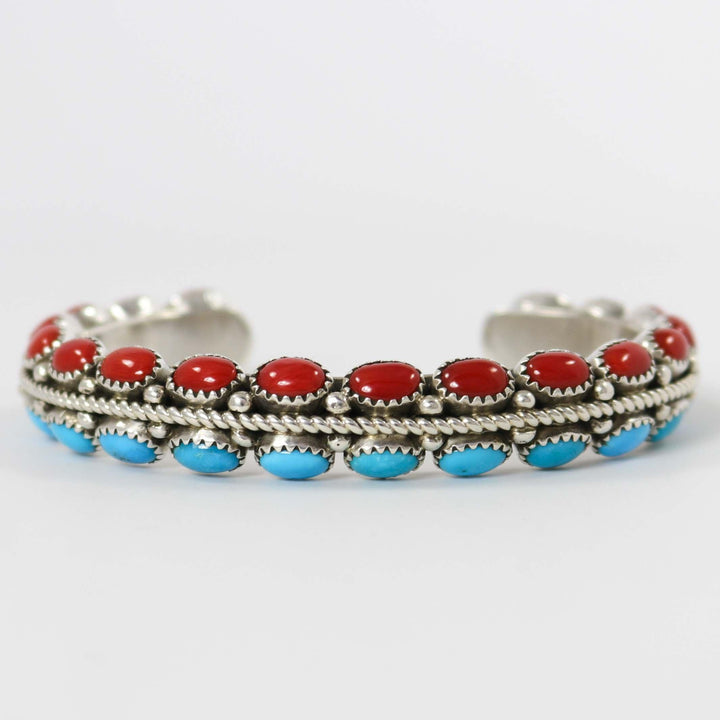 Coral and Turquoise Cuff by Ruth Yazzie - Garland's