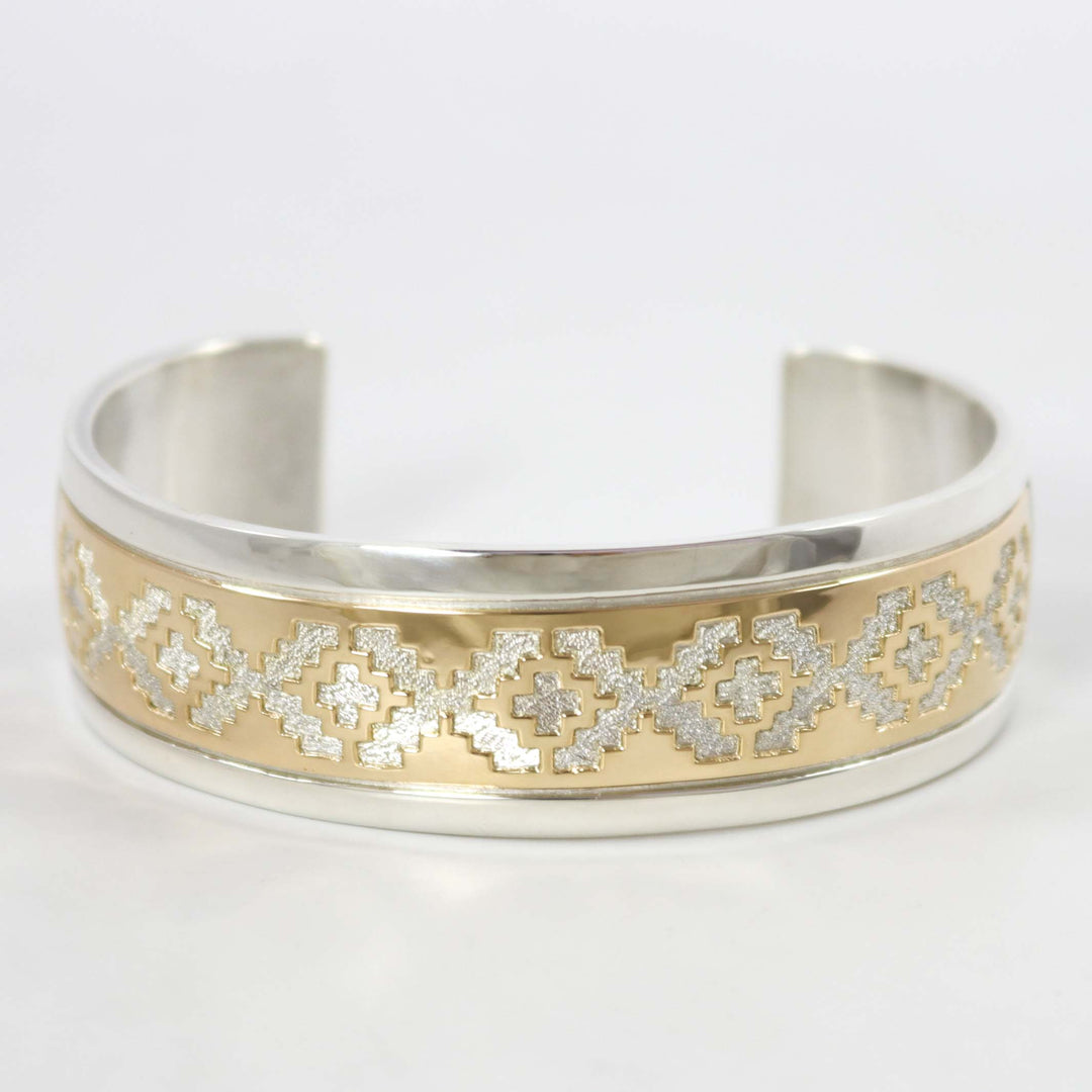 Gold on Silver Overlay Cuff