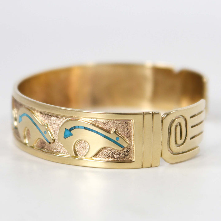 Gold and Turquoise Bear Cuff