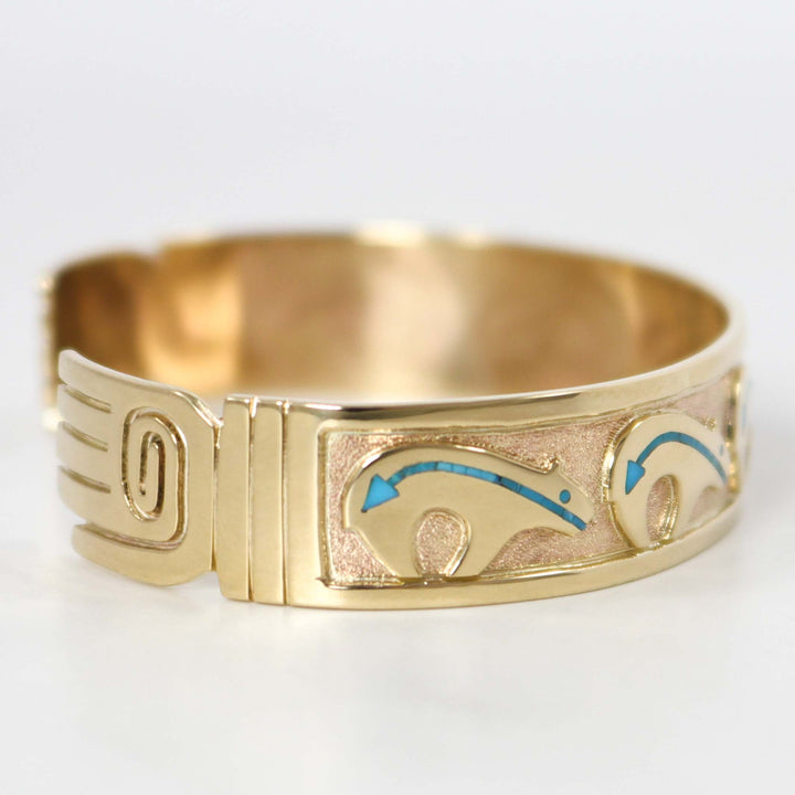 Gold and Turquoise Bear Cuff