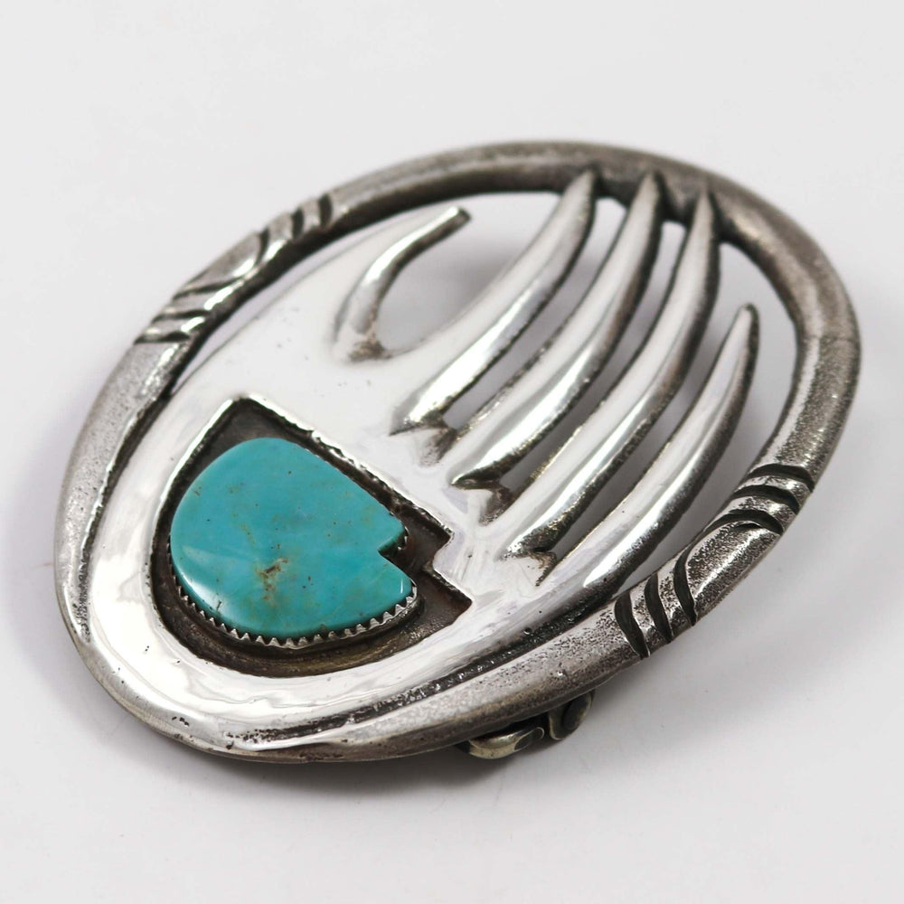 Turquoise Badger Paw Buckle by Eugene Mitchell - Garland's
