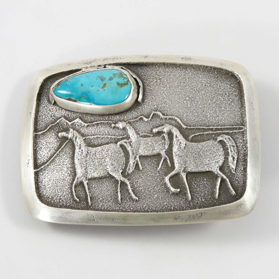 Kingman Turquoise Horse Buckle by Anthony Lovato - Garland's