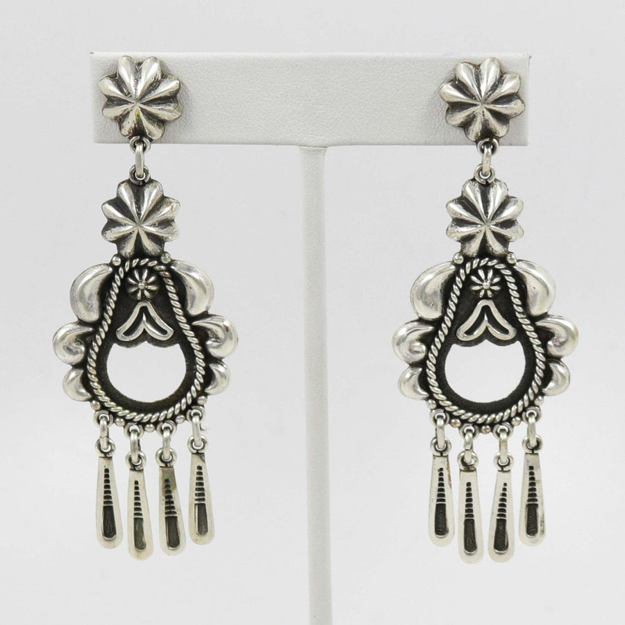 Stamped Silver Earrings by Thomas Jim - Garland's