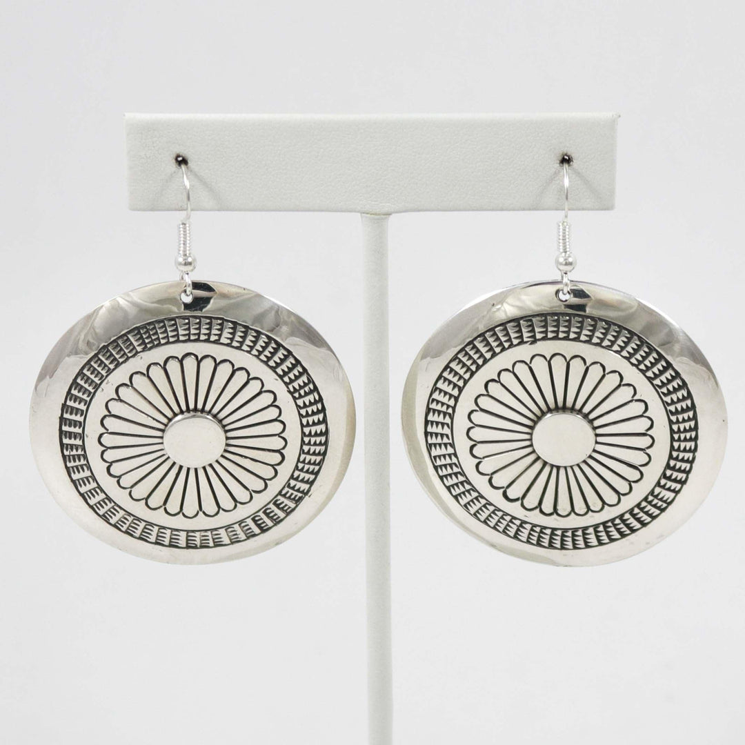 Stamped Silver Earrings by Kenneth Redhorse - Garland's