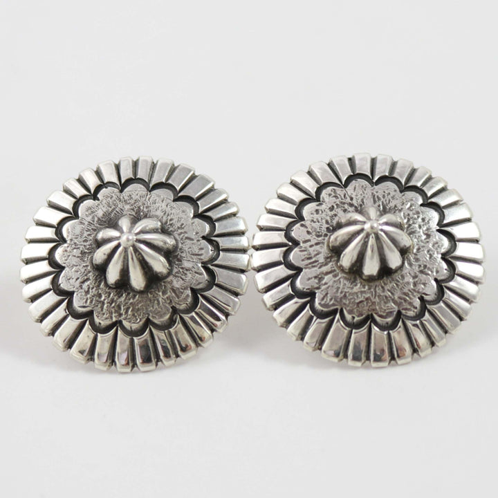 Stamped Silver Earrings by Thomas Jim - Garland's