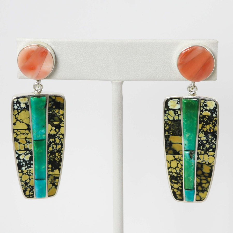 Coral and Turquoise Earrings by Noah Pfeffer - Garland's