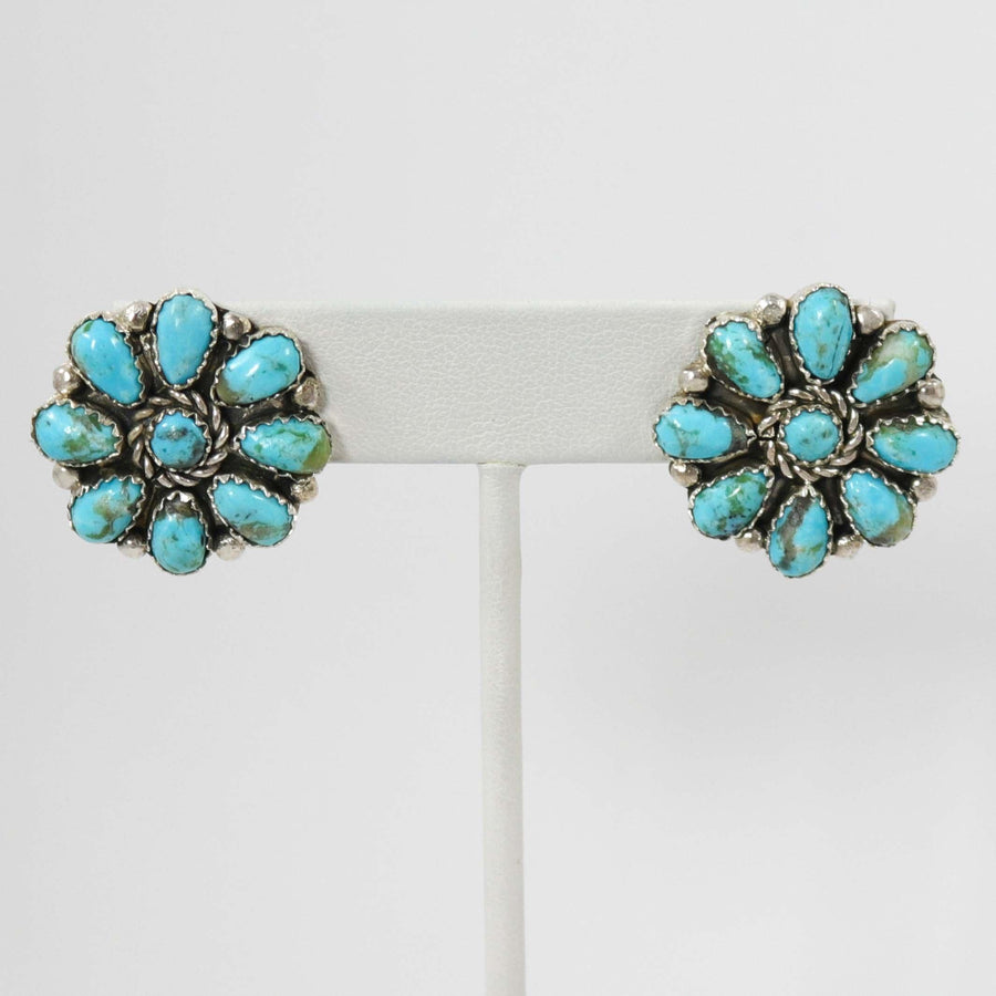 Kingman Turquoise Earrings by Fannie Begay - Garland's