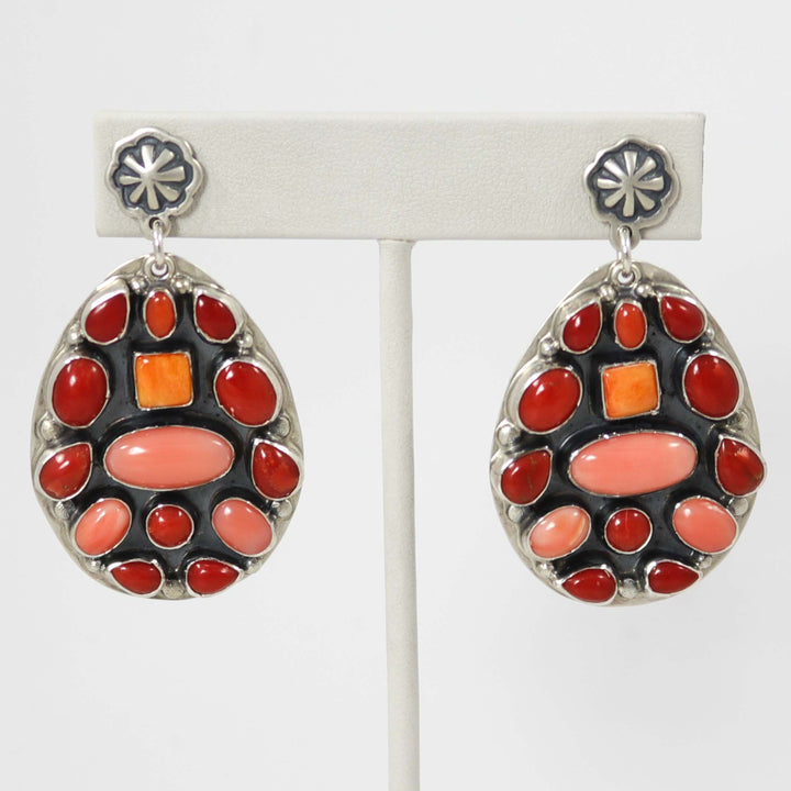 Coral and Spiny Oyster Shell Earrings