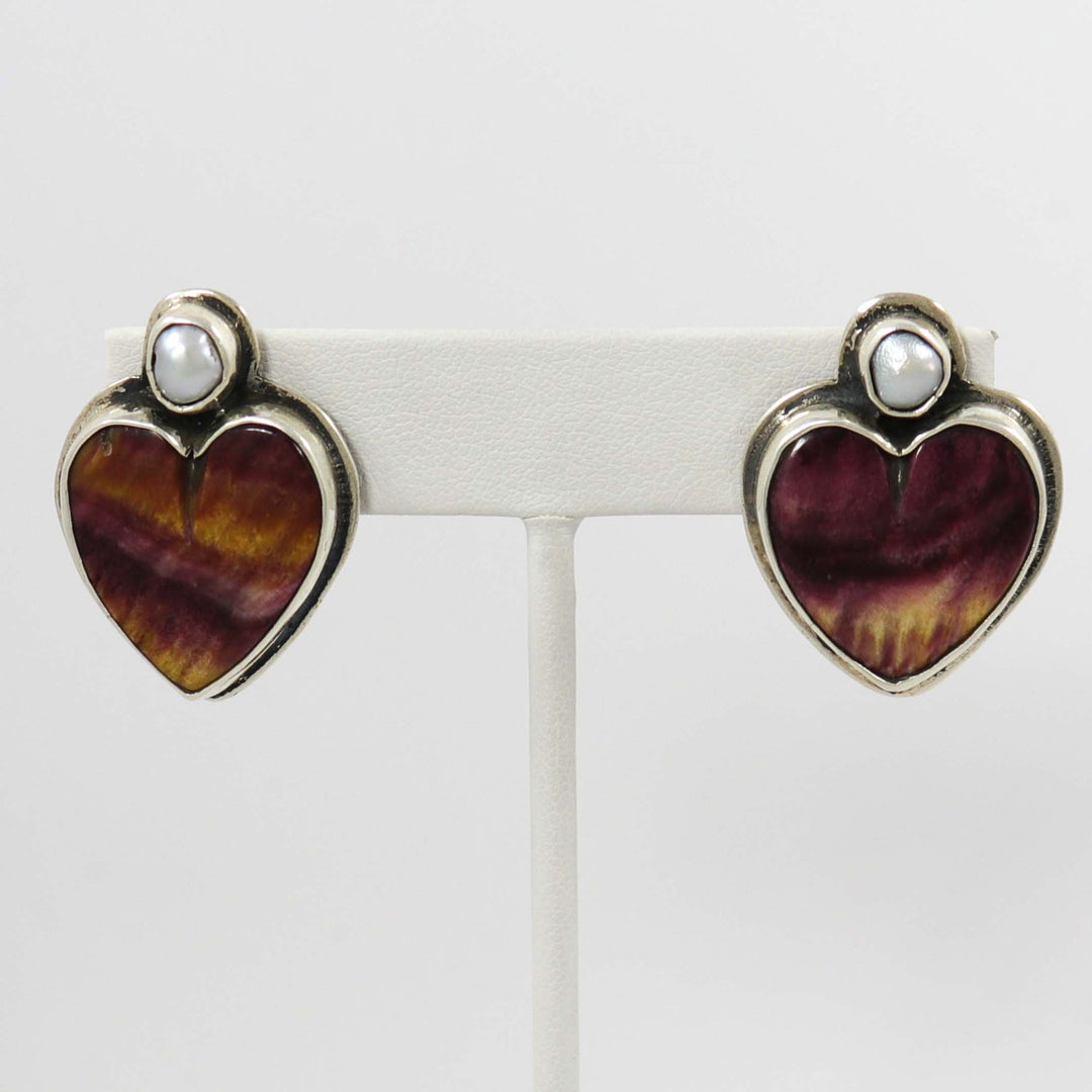 Pearl and Shell Heart Earrings