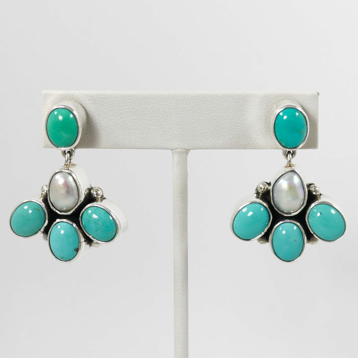 Turquoise and Pearl Earrings