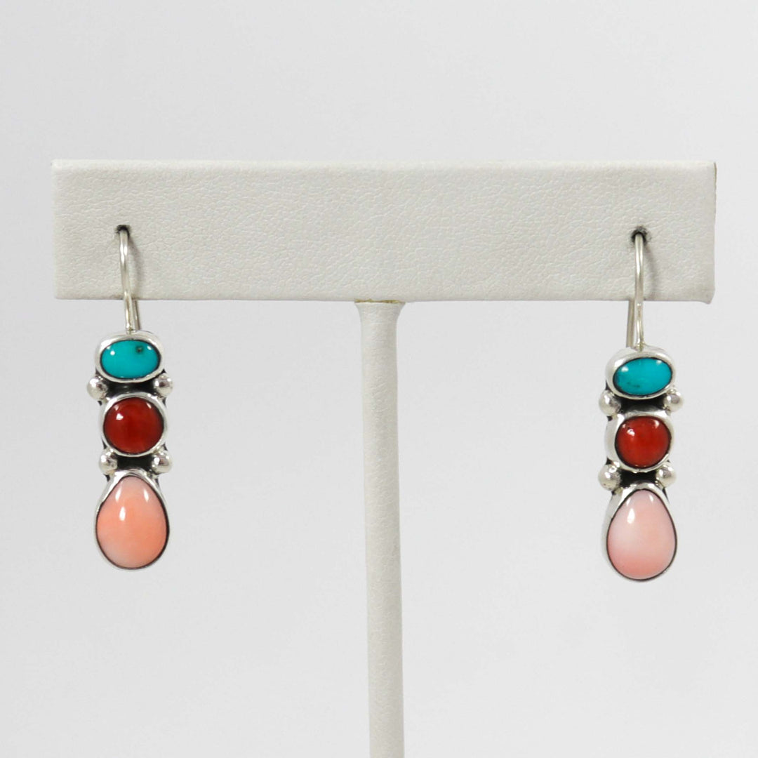 Turquoise and Coral Earrings