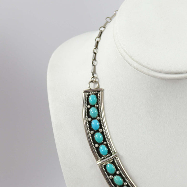 1980s Turquoise Panel Necklace by Leonard James - Garland's
