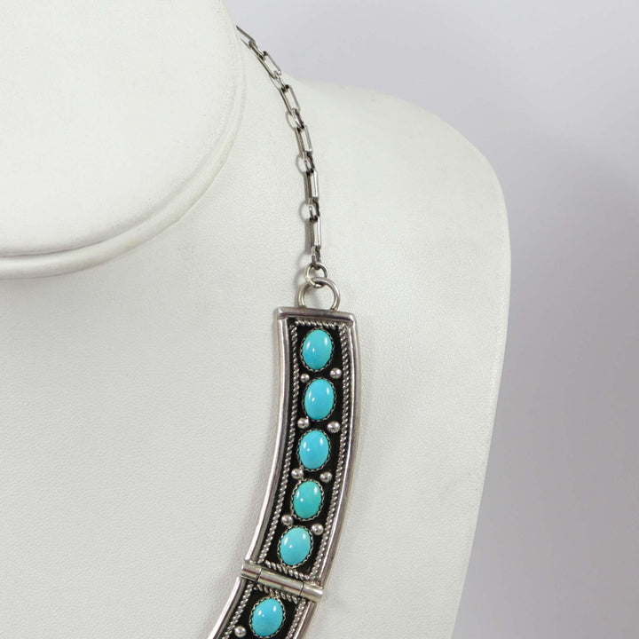 1980s Turquoise Panel Necklace by Leonard James - Garland's