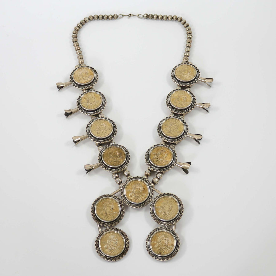 Sacagawea Coin Squash Blossom by Lloyd Nelson - Garland's