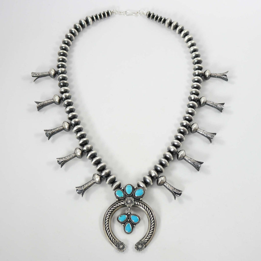 Turquoise Squash Blossom Necklace by Benjamin and Ruby Haley - Garland's