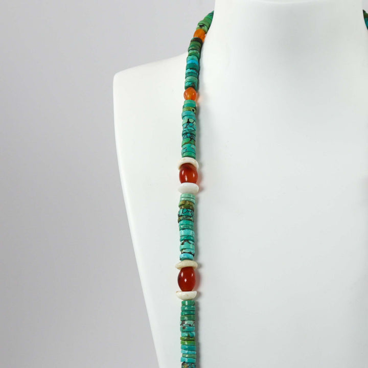 1980s Turquoise and Carnelian Necklace