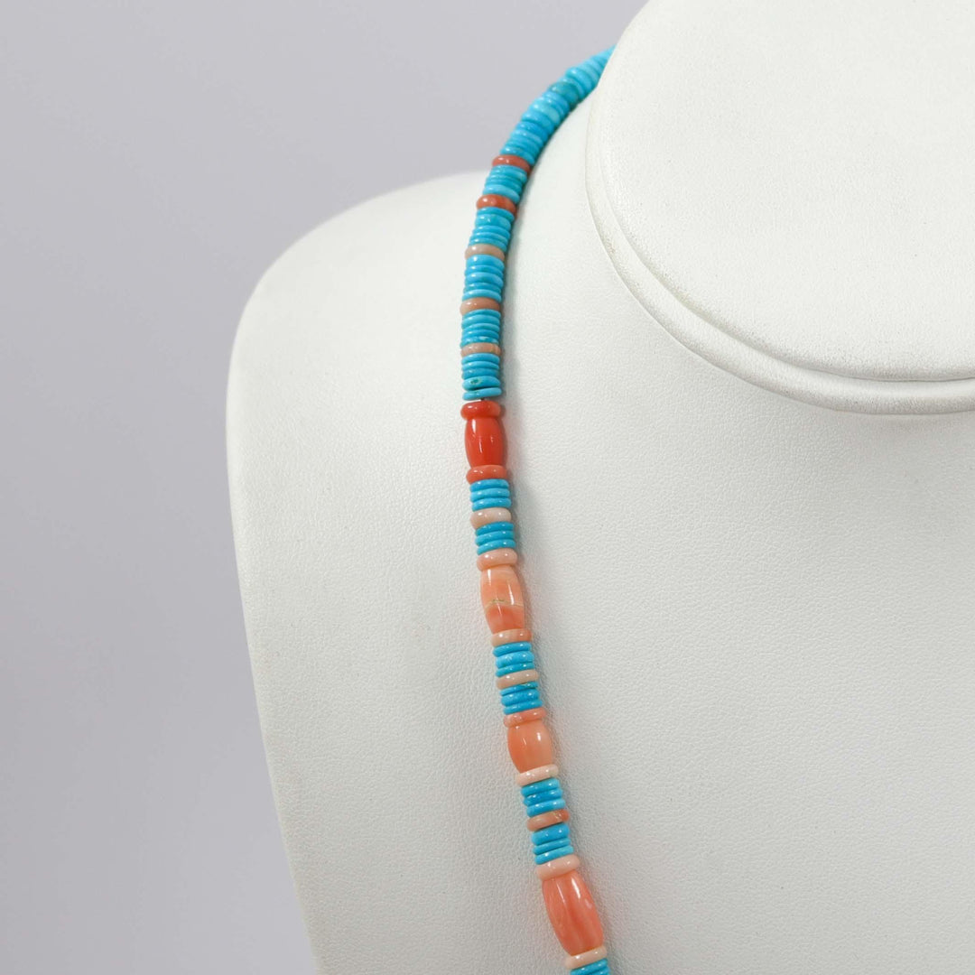 Sleeping Beauty Turquoise and Coral Necklace