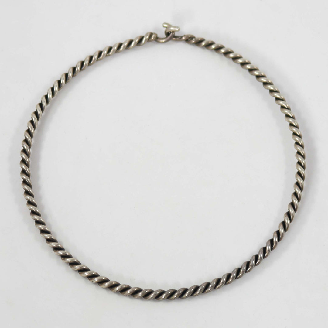 1980s Silver Collar Necklace