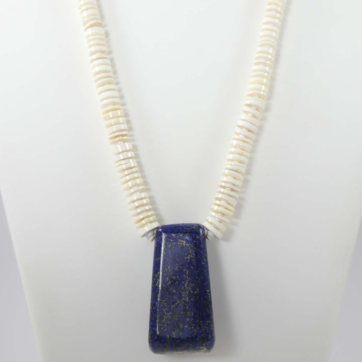 Lapis and Melon Shell Necklace