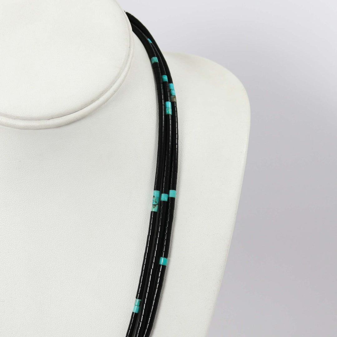 Jet and Turquoise Bead Necklace