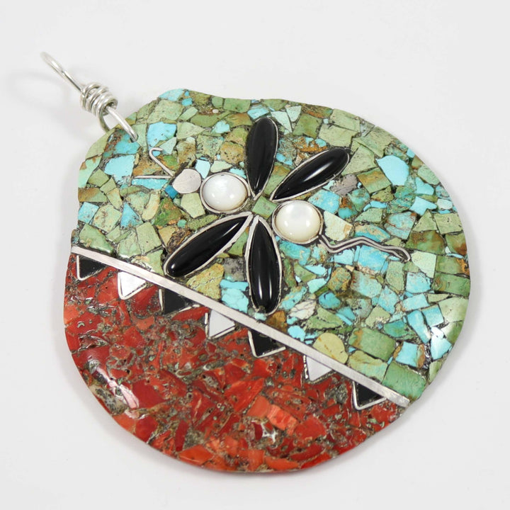 Dragonfly Inlay Pendant by Mary Coriz and John Aguilar - Garland's