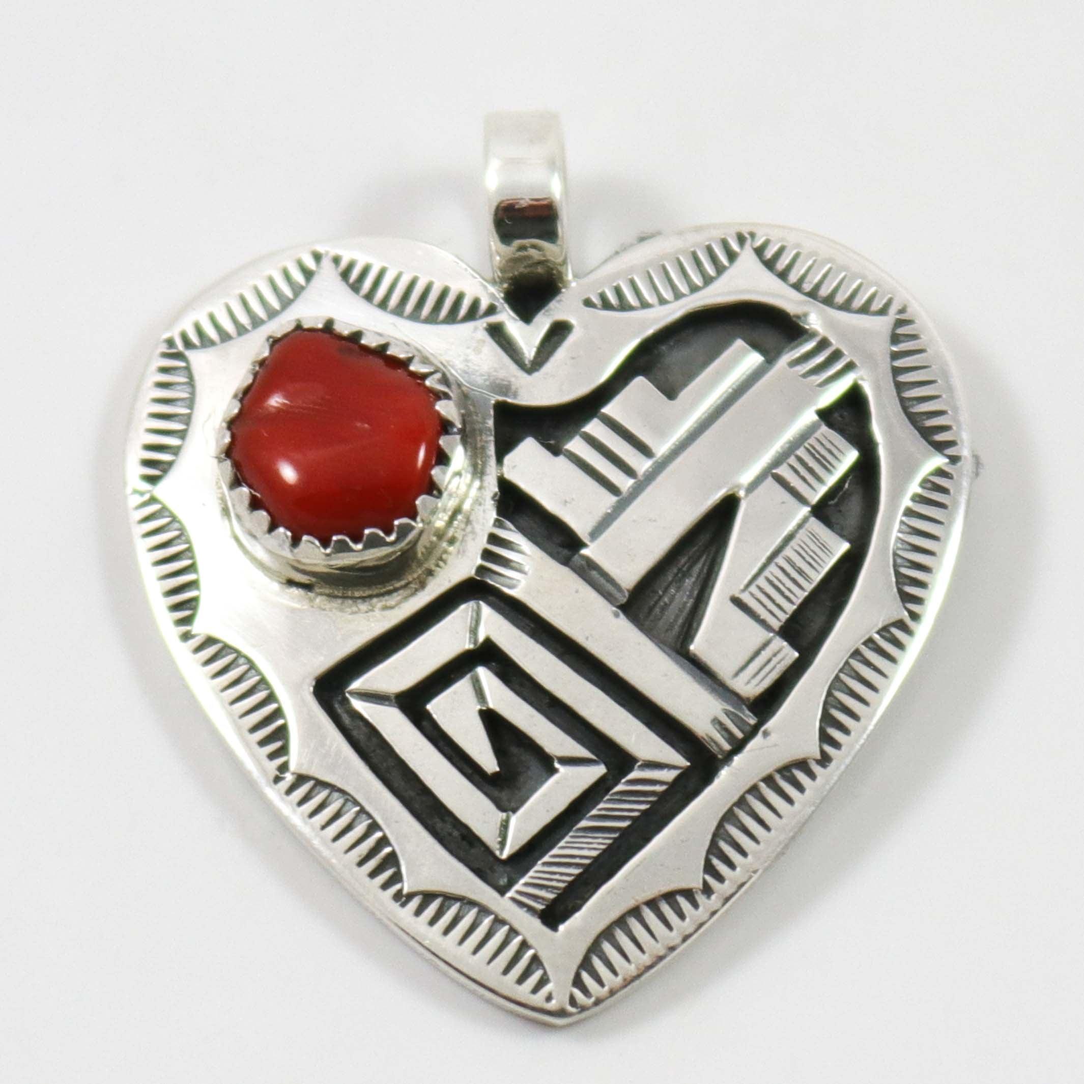 Coral heart deals pendant