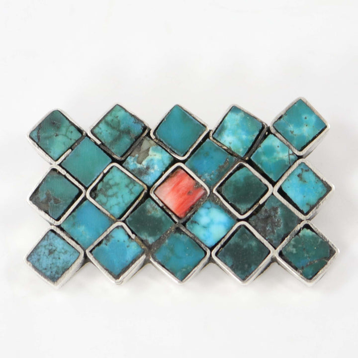 Turquoise and Shell Pin