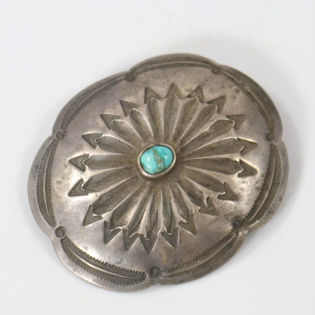 1940s Turquoise Concho Pin