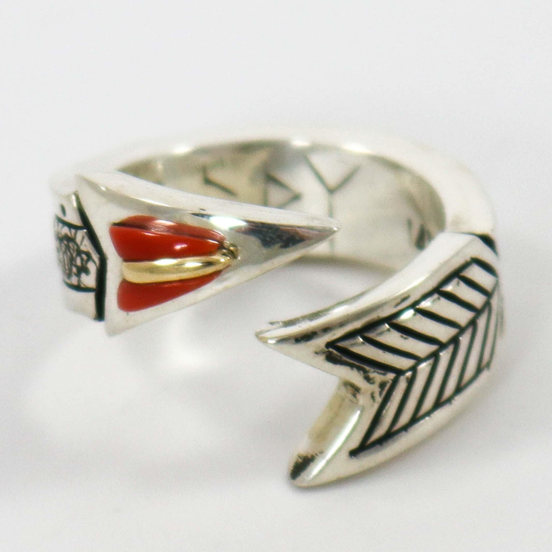Coral Arrow Ring by Christopher Ray Yazzie - Garland's