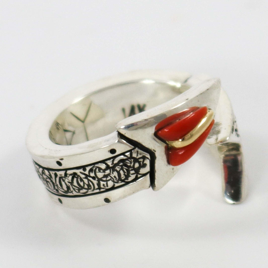 Coral Arrow Ring by Christopher Ray Yazzie - Garland's