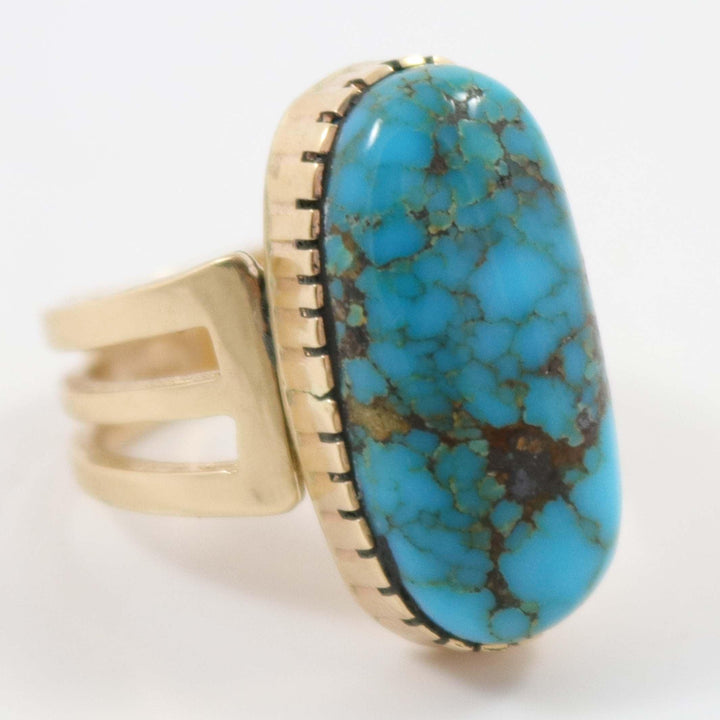 Gold Lone Mountain Turquoise Ring