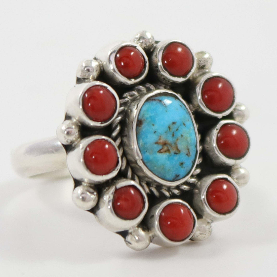 Coral and Turquoise Ring